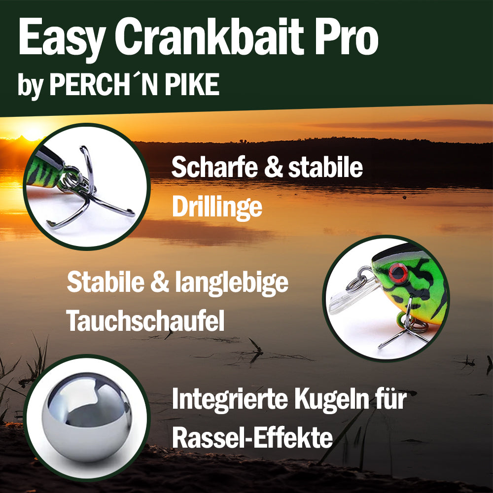 Crankbait Set inkl. Box, Hecht, Zander & Barsch I 13g, 7,5cm schwebend für Hecht